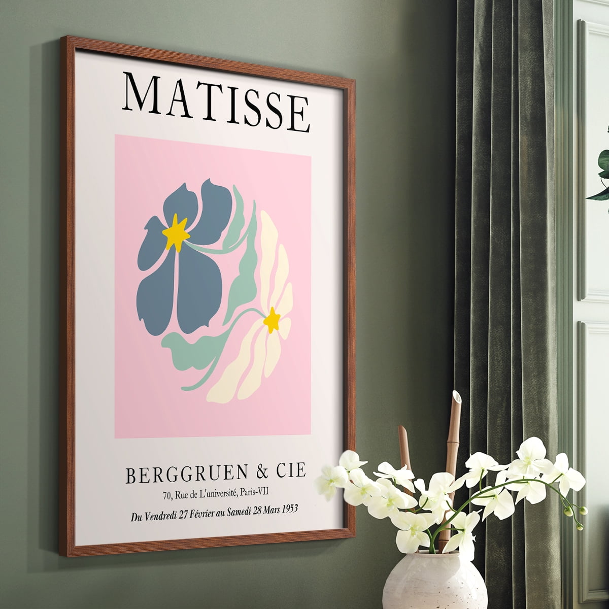 Matisse CDXCVI in Brown Solid Wood Framed Print No Nail Hanging