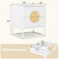 thumbnail image 3 of Costway 2 PCS Fluted Nightstand with 2 Drawers with Pine Wood Handles & Metal Frame White, 3 of 10