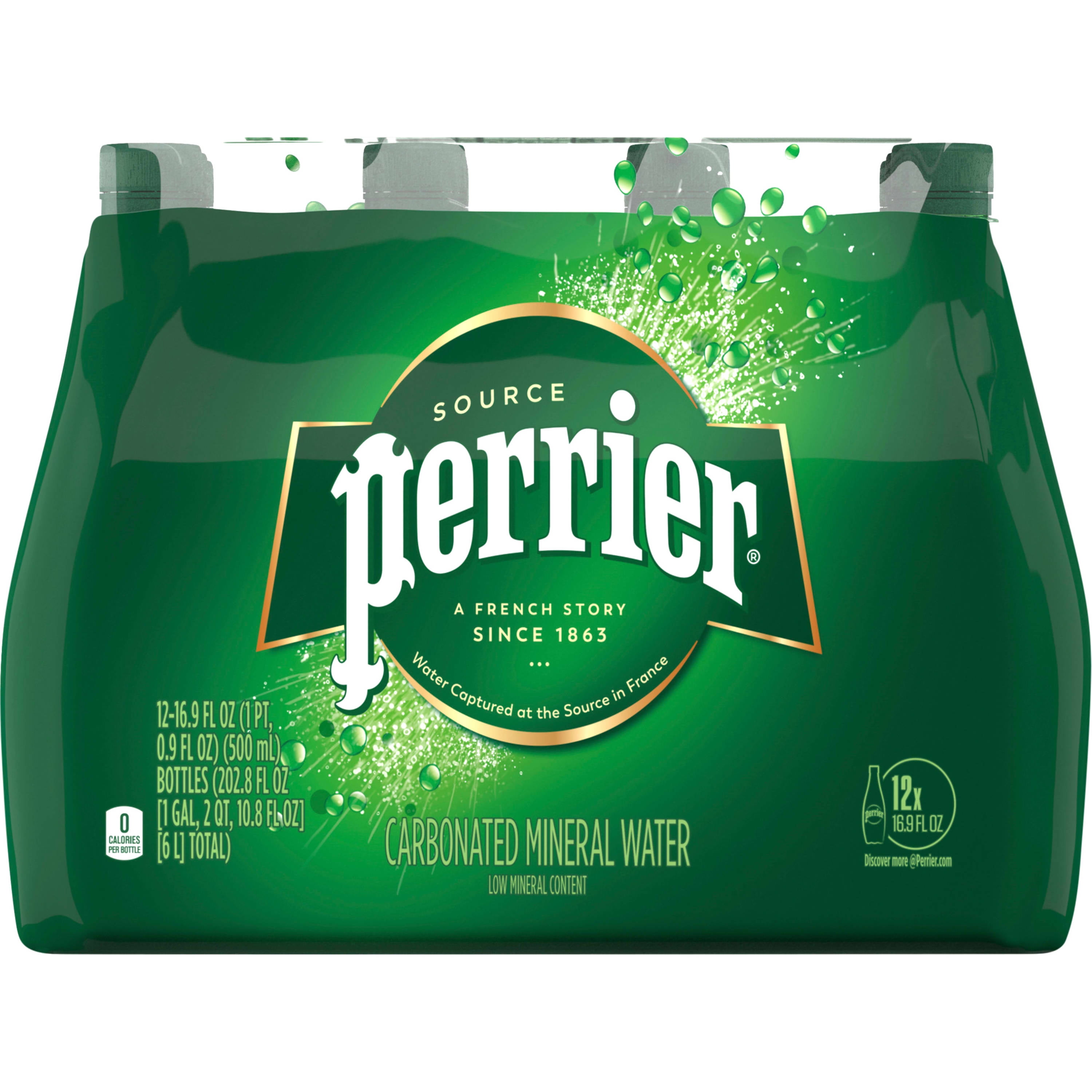Perrier Sparkling Water, 16.9 FL OZ Plastic Water Bottles (12 Count