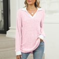 thumbnail image 5 of HLKJKLS Winter Clothing For Women Contrast Collar Long Sleeve Ribbed Lightweight Sweater Casual Fall Slimming Top Pink S-Xxl, 5 of 8