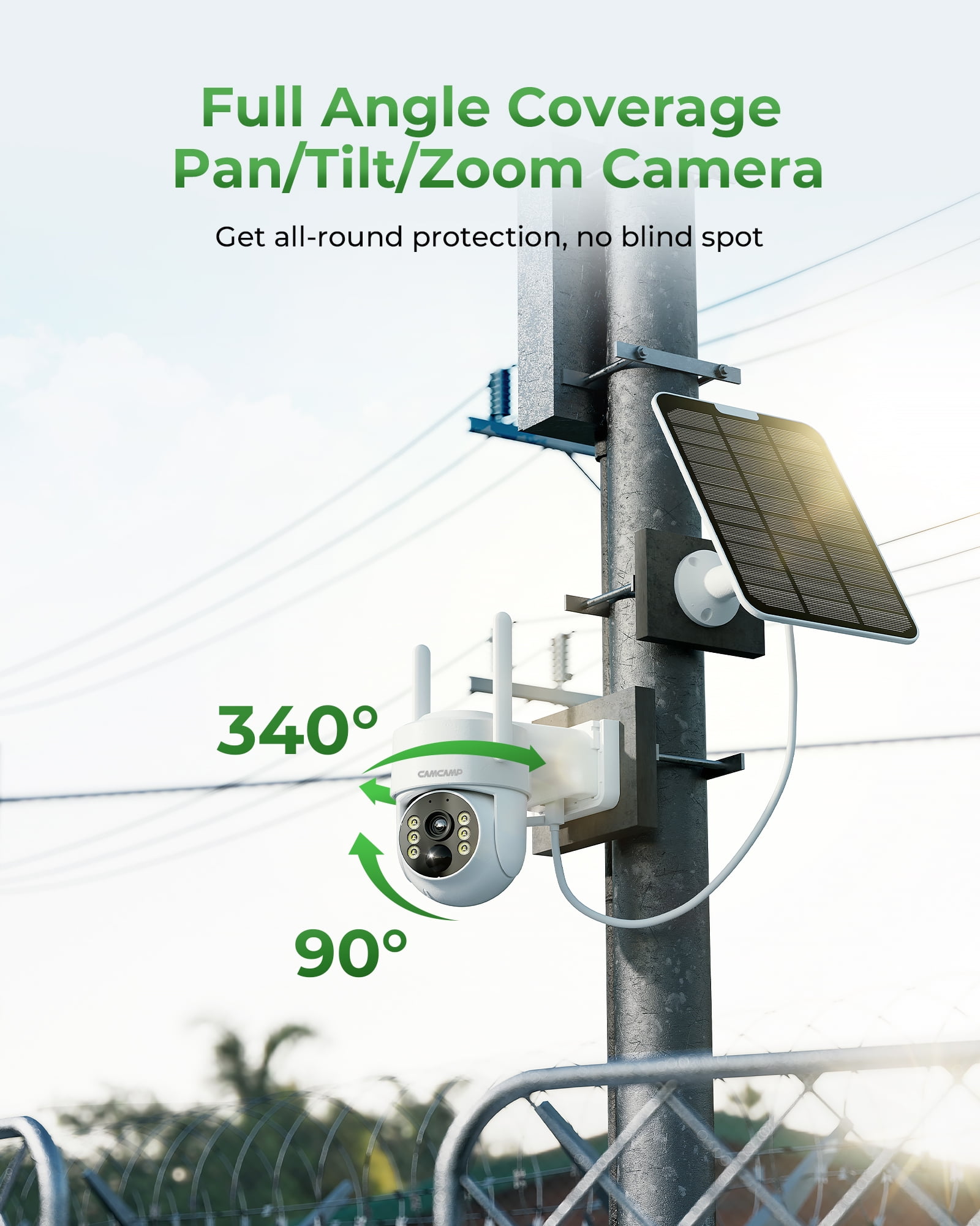 TOGUARD SC43 2K/4MP Solar Wireless Security Camera System with 10CH 10.1" NVR Monitor Dome Surveillance Camera HDMI Connector