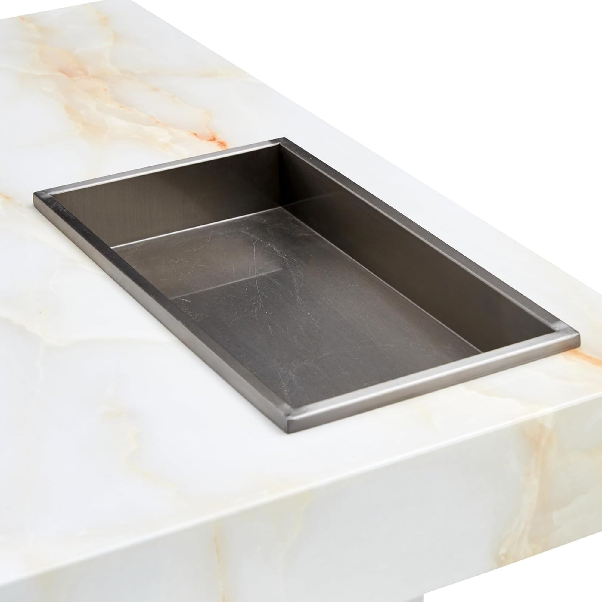 Compact Marble Coffee Table, Sudica 31" Square Center Table with Stainless Steel Storage for Living Room, Beige