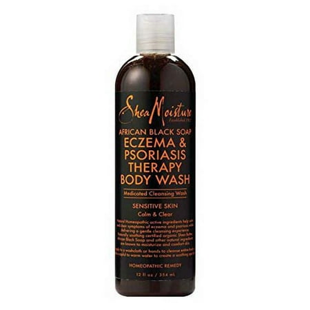 Shea Moisture African Black Soap Eczema And Psoriasis Therapy Body Wash 12 oz, 2 Pack