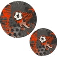 thumbnail image 2 of SKYSONIC 2 pcs Abstract Fire Football Pot Holders Trivets, Heat Resistant Trivets,Cartoon Vintage Soccer Cotton Thread Weave Mats for Hot Pads Pans Pot Bowl Teapot, 2 of 7