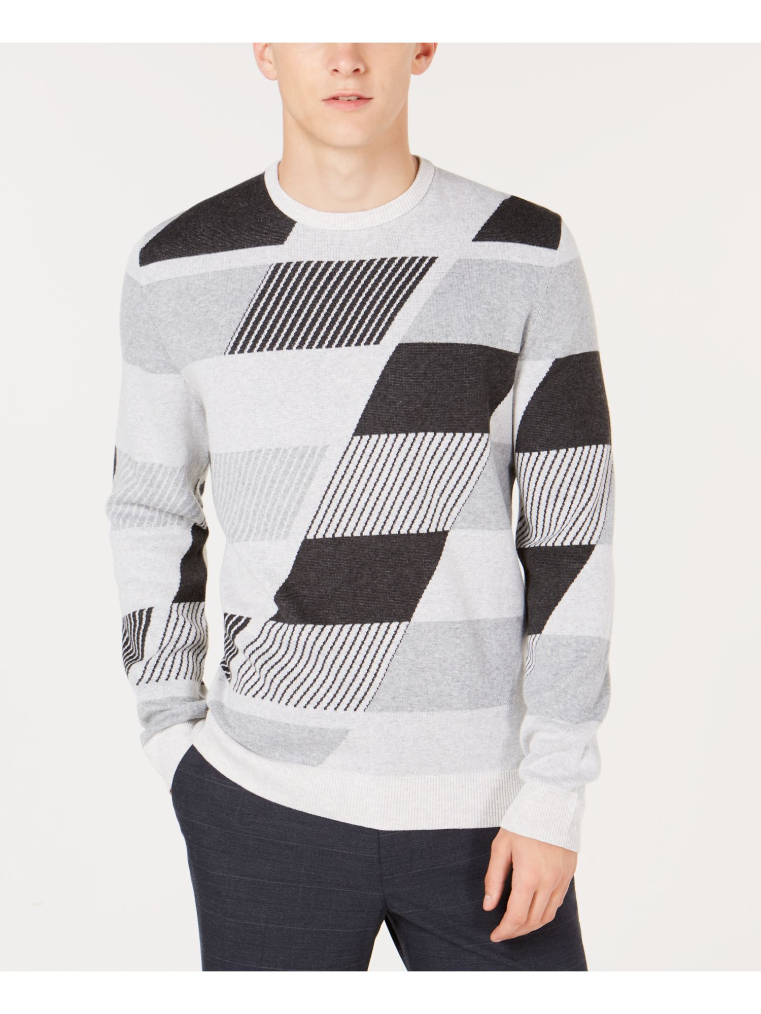 Alfani Mens Colorblock V-Neck Dashed 