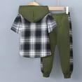 thumbnail image 3 of Dakiuu Boys Clothes Flannel Pant Set 2 Pieces Plaid Short Sleeve Hooded Button Shirt and Jogger Sweatpants for Kids 2026 Spring Summer Outfits AG 5-6 Years (5Y), 3 of 8