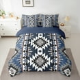 thumbnail image 2 of Manfei Bohemian Aztec Bedding Comforter Set 7-Piece for Adult, Navy Blue Tribal Geometric King Bedding Sets, Southwestern Reversible Bed Sheets, Lightweight Room Decor, 2 of 7