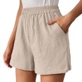 thumbnail image 6 of Athletic Shorts for Women Double Layered Pleats Hem Straight Leg Casual High Waist Sports Loose Fit Casual Fashion Bermuda Cargo Board Gym Khaki Bottoms Sizes S, 6 of 7