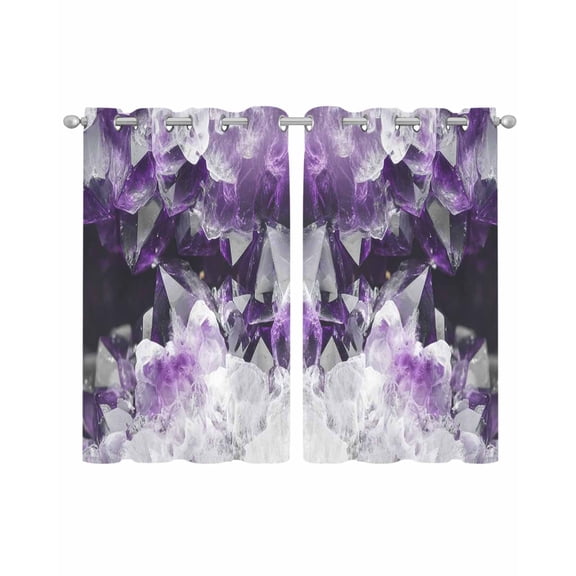 Purple Black Geometric Sheer Curtains 54 Inch Length 2 Panels Set for Living Room/Bedroom, Modern Abstract Crystals Artwork Kitchen Curtains Grommet Semi-Sheer Curtains Window Treatments 42"x54"x2
