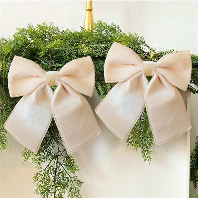 Velvet Christmas Bows 2 Pack | Decorative Holiday Bows for Tree Wreath Gift Wrapping Crafts Party Decorations | Small Festive Bows for Snack Bags Candy Bags Baking and Home Decor