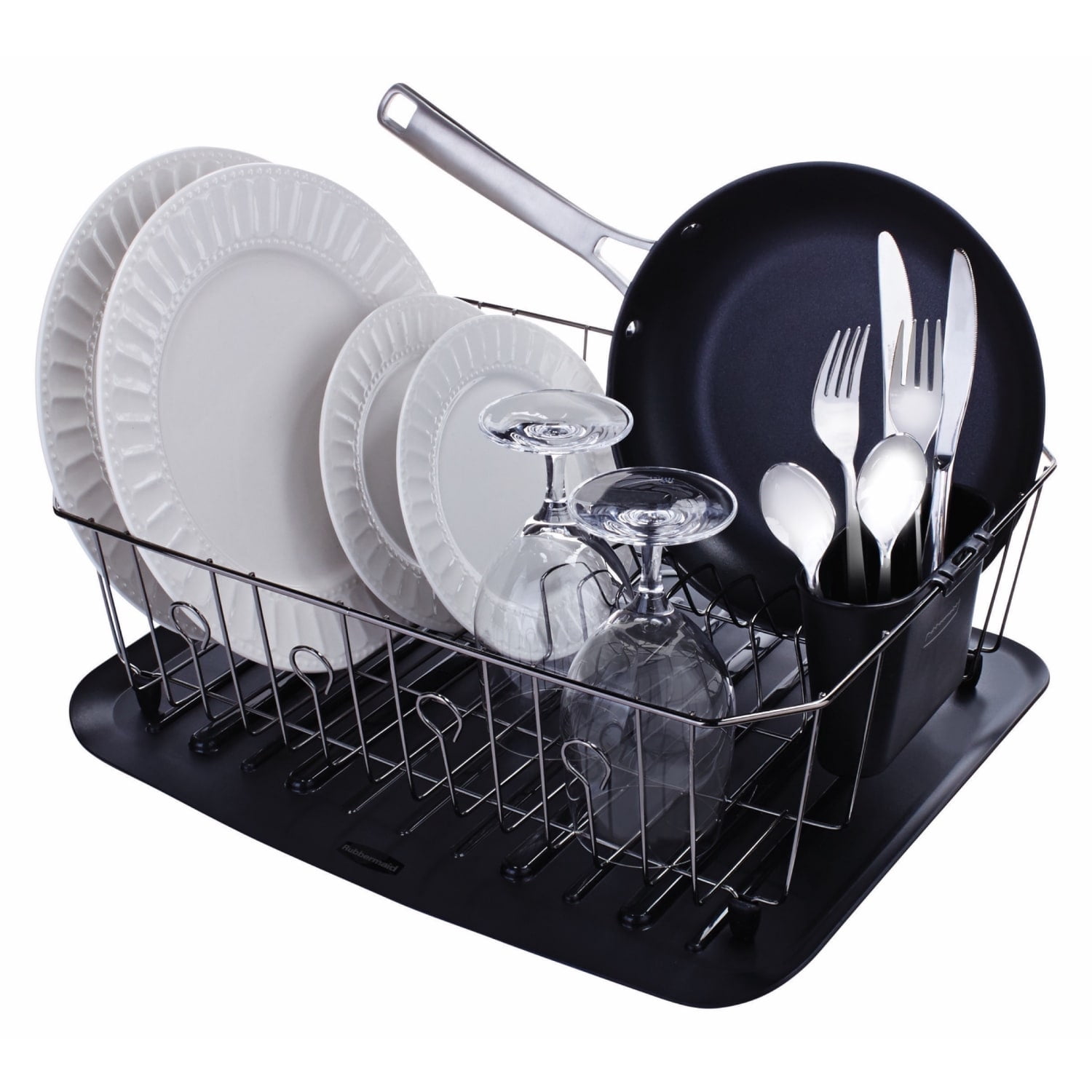 Rubbermaid Wire Dish Drainer, Large, Black Chrome