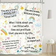 thumbnail image 2 of Kids Inspirational Quotes Shower Curtain Bathroom Set 72Wx72H Inches Funny Cartoon Cute Colorful Motivational Words Rainbow Dots Bath Accessories Classroom Art Home Decor Fabric 12 Pack Hooks, 2 of 5