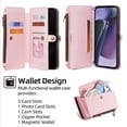 thumbnail image 3 of Wallet Phone Case for Motorola Motorola Moto G 5G 2024, Crossbody Shoulder Strap Cards Holder Zipper Pocket RFID Blocking Drop Protection Shockproof Case Cover for Motorola Moto G 5G 2024,Pink, 3 of 8