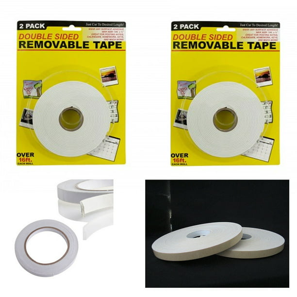 4 Roll Double Sided Tape Faced Foam White 3 4 X 16 Ft Adhesive Attachment Mount Walmart Com Walmart Com