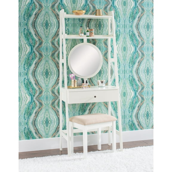 Contemporary Home Living Ladder Framed Leaning Vanity Set - 68.5" - White
