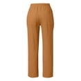 thumbnail image 3 of Womens Casual Linen High Waist Pants Drawstring Loose Fit Summer Pants Trousers with Side Pockets Ginger XL, 3 of 4