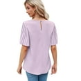 thumbnail image 3 of Womens Tops 2025 Fashion Bell Sleeve Casual T Shirts Summer Crewneck Basic Tee Cute Blouses Purple XL, 3 of 7