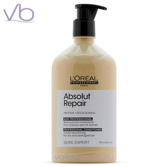 L’Oreal Professionnel Serie Expert Absolut Repair Protein + Gold Quinoa Conditioner | Instant Rinse out for Dry and Damaged Hair, 25.4fl.oz.
