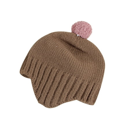 

QWERTYU Toddler Baby Girl Boy Pompom Beanie Children Knitted Ski Hat Winter Cap 2Y-6Y