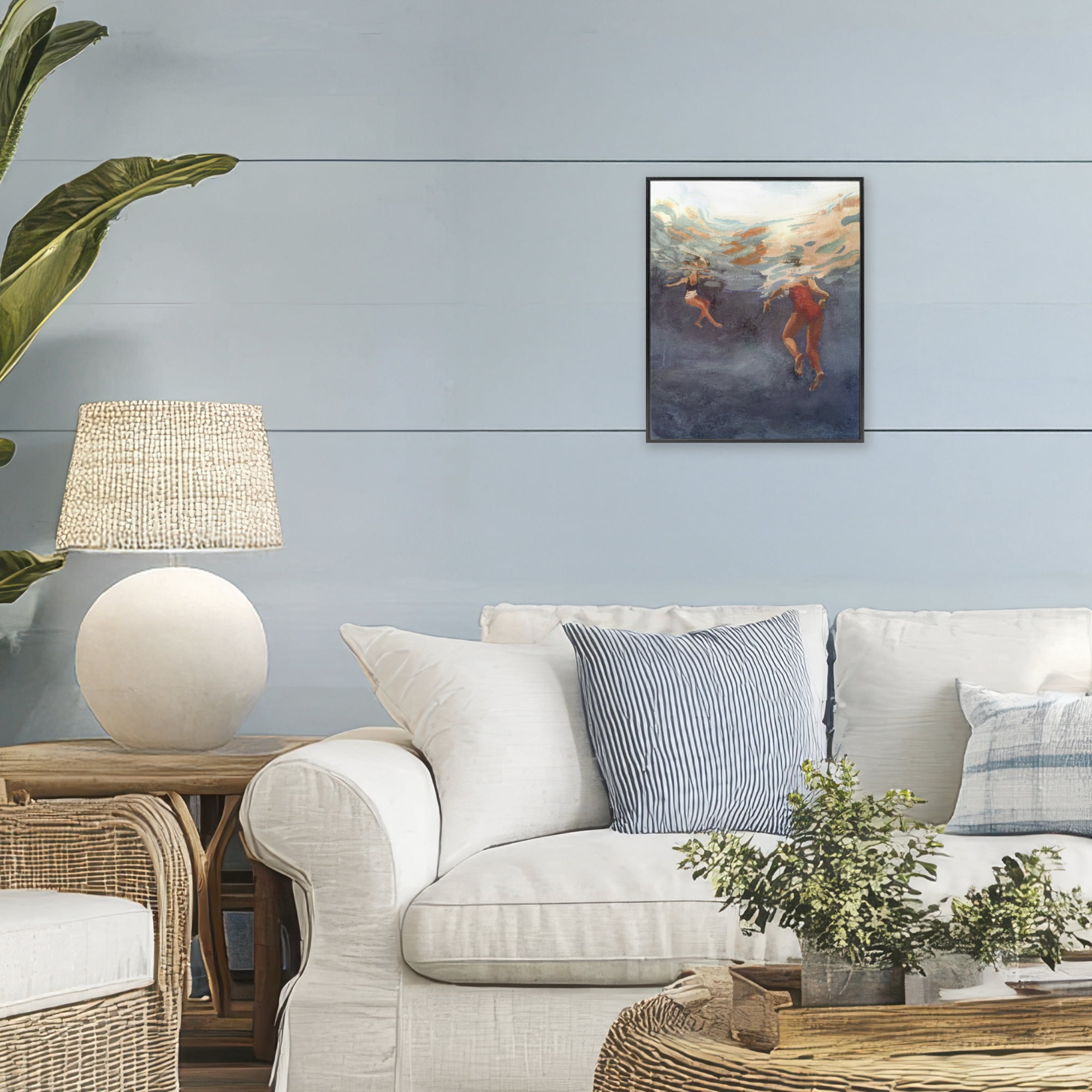 Stupell Industries Summer's Dance Swimmers Black Framed Giclee Art, design by Victoria Barnes