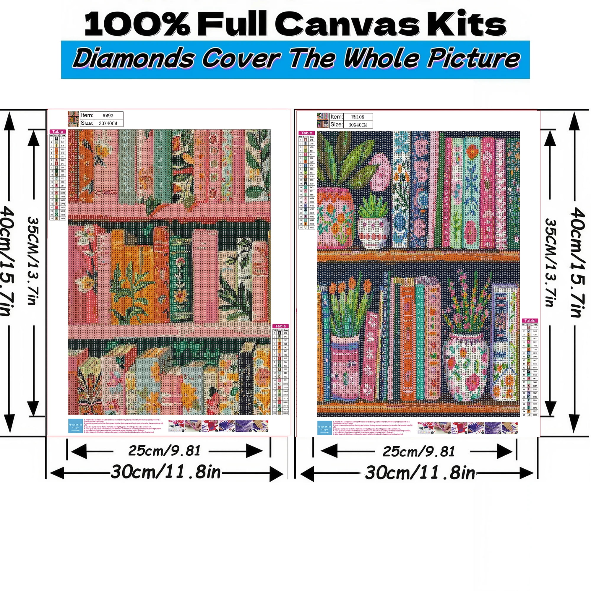 Mosaflare Diamond Art Painting Kits,2-Pack Book Art Craft Kits,Full Round Drill,Home Wall and Relaxing 12"×16"