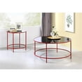 thumbnail image 4 of Home Square Keefer Contemporary Black Glass Top Side Table in Red - Set of 2, 4 of 5