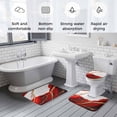 thumbnail image 5 of Red Marble Bath Mat 3 Piece Bathroom Rug Set, Modern Ink Painting Art Abstract Non Slip Bath Rug Contour Mat and Toilet Lid Cover, Absorbent Shower Mats Soft Bath Rugs and Mats Sets, 5 of 8