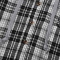 thumbnail image 4 of Women's Plaid Flannel Hoodie Shirt, Long Sleeve, Button Down, Oversized Boyfriend Style, Loose Fit, 4 of 5