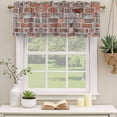 thumbnail image 2 of Red Brick Wall Curtain Valances for Windows, Kitchen Valance Window Treatments Panel 2 Pack, Vintage Farmhouse Stone Rocks Geometric Print Rod Pocket Short Curtains for Bathroom Bedroom 54 x 18 Inch, 2 of 8
