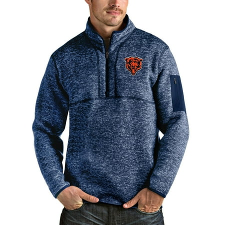 Men s Antigua Heather Navy Chicago Bears Bear Head Fortune Quarter-Zip Pullover Jacket