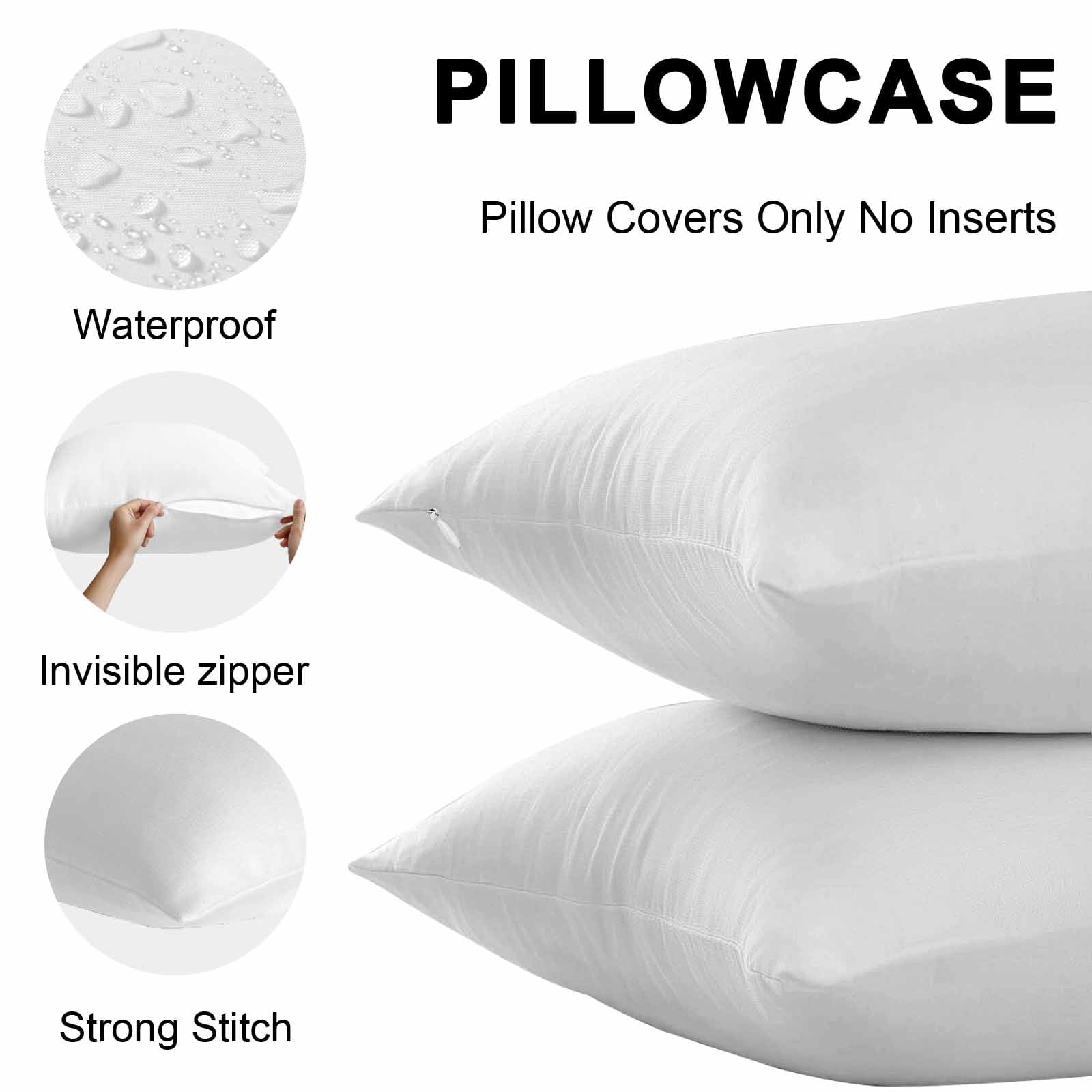 White Outdoor Pillow Covers 16x16 Inch Throw Pillow Covers Set of 2 Waterproof Decorative Pillow Cases Modern Minimalist Pure Soild Color Cushion Covers for Patio Furniture Garden Couch Sofa