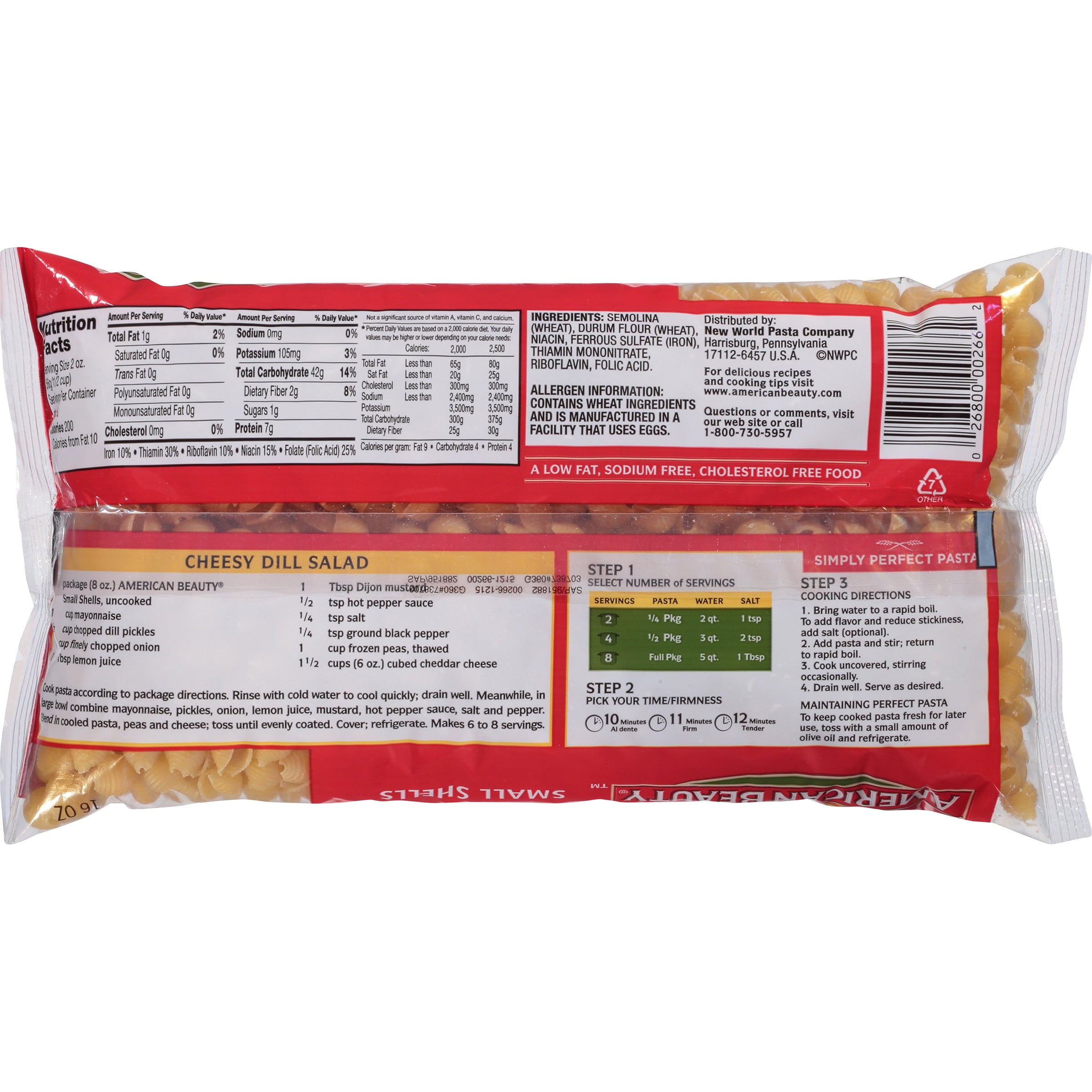 (4 pack) American Beauty 16 oz Small Shell Pasta