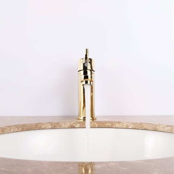Eviva Silky Single Handle (1 Hole) Gold Coated Bathroom Sink Faucet
