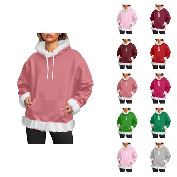 Women's Hoodie 2026 Casual Fall Winter Drawstring Plain Hooded Sweatshirt with Pockets Pullover Top