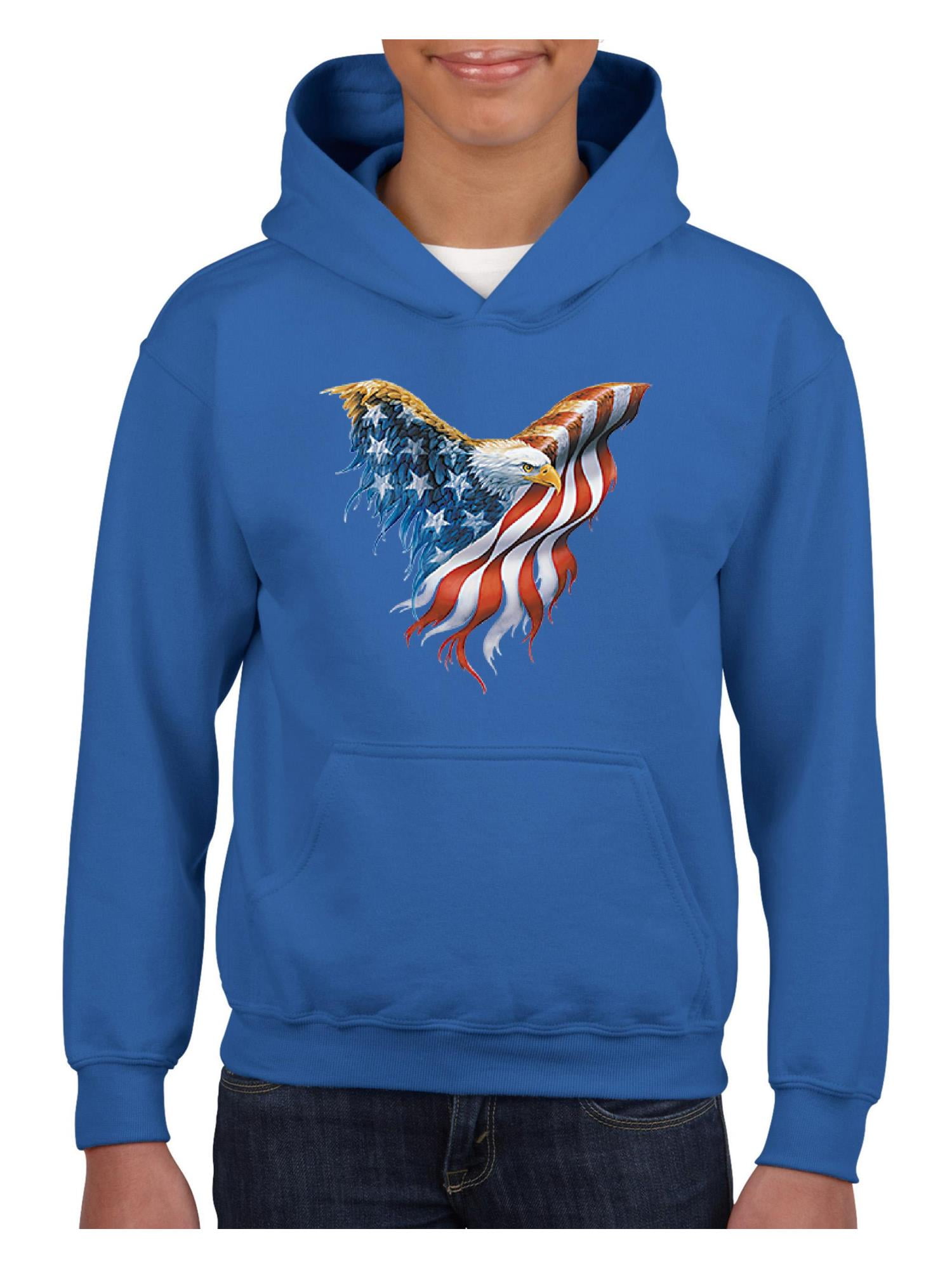 Youth American Flag Eagle Hoodie For Girls and Boys Sweatshirt