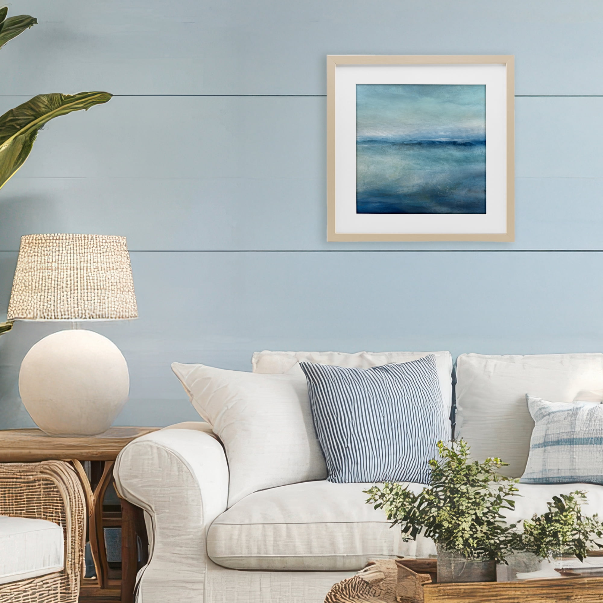 Stupell Industries Misty Blue Coastal Horizon Birch Framed Print Under Glass, design by Carol Robinson
