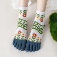 thumbnail image 7 of 5 Pairs Spring Women Five Fingers Socks Cartoon Cute Split-Toe Breathable Kawaii Cotton Ladies Split Harajuku Toe Socks, 7 of 7