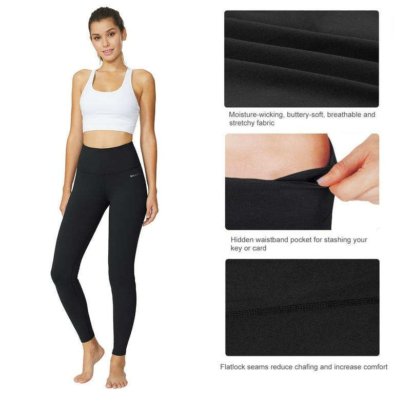 Baleaf Women s Yoga Leggings High Waisted Tummy Control Pants Non See Through Fabric Black Size S Walmart