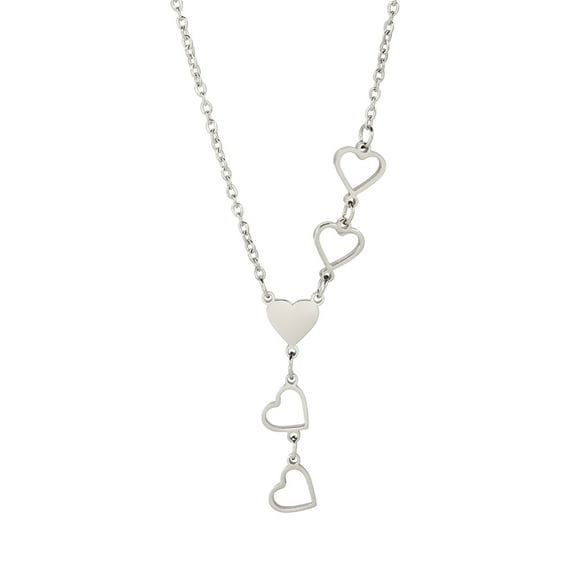 TEAMER Womens Stainless Steel Hollow Heart Pendant Necklace Silver Or Gold
