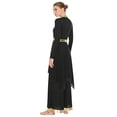 thumbnail image 5 of Aislor Women Liturgical Praise Dance Outfits Long Sleeve Worship Tunic Dress with Wide Leg Pants Black L, 5 of 7