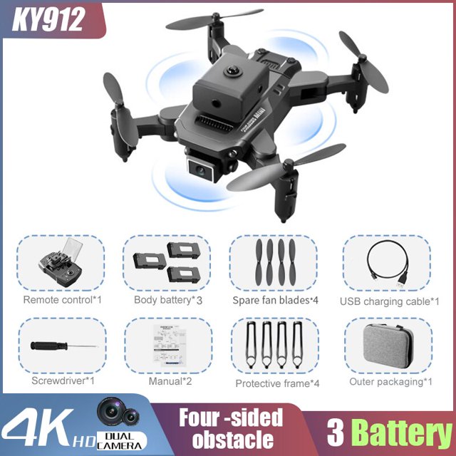 Nuevo KY912 Drone 4K Cámara HD Profesional Plegable Quadcopter Juguetes Cuatro caras Evitar Obstáculos RC Helicóptero Fivean unisex