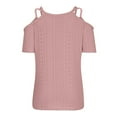 thumbnail image 5 of Women's Summer Short Sleeve Off Shoulder V-Neck Casual Lace Up T-Shirt, 5 of 6