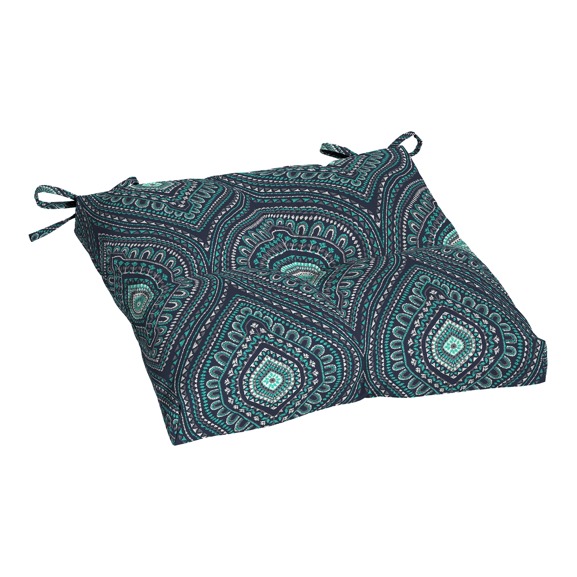 (2 pack) Better Homes & Gardens 18" L x 19" W Navy Medallion Rectangle Outdoor Seat Pad (1 Pack)