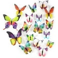 thumbnail image 3 of Imanes coloridos para decoraciones de fiestas de cumpleaños, calcomanías de pared de mariposas 3D de material PVC de larga duración con patrones variados para habitaciones de niñas (72 piezas), 3 of 7