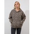 thumbnail image 3 of Sudadera con capucha Anoumcy de gran tamaño con estampado de leopardo para mujer, color marrón L, 3 of 6