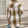 thumbnail image 6 of Goindgs Womens Jackets Fall Causal Coat Plaid Shirt Collar Oversized Trench Long Sleeve Drop Shoulder Loose Jacket Women's Sweater Brown-L, 6 of 9