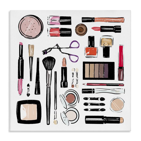 Stupell Industries Contemporary Make Up Tools Fashion Canvas Art, 17 x 17, by Milli Villa