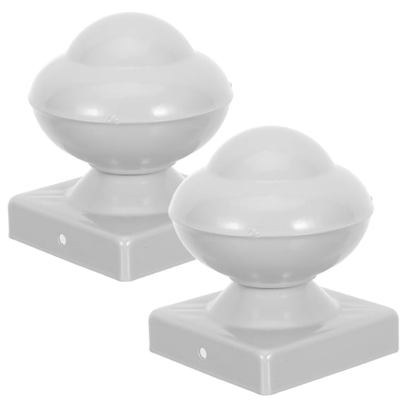 LOLIPPYY 2Pcs Weatherproof Iron Fence Post Caps White Decorative Gate and Deck Toppers