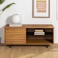 thumbnail image 2 of Manor Park 44 Inch Solid Wood Slat Door Storage Bench, Caramel, 2 of 16