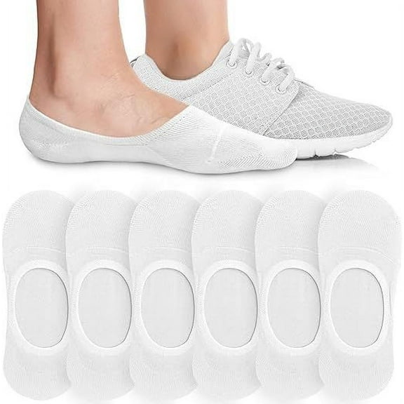 Zhuge 10 pairs of No Show Socks Womens - Non Slip Low Cut Ankle - Invisible Liner Socks for Casual & Formal Wear - Soft & Stretchable,White
